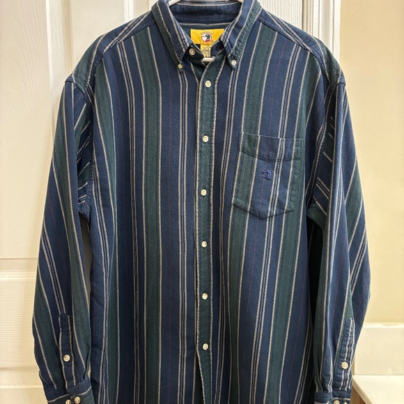 Duckhead Men’s Striped Flannel Button Down Navy Blue Green Vintage 90s Y2K XL - Picture 1 of 13